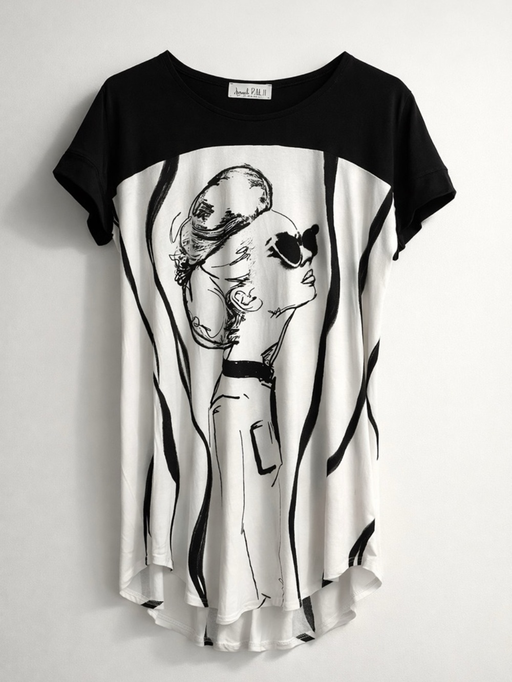Joseph Ribkoff Black & White Graphic Short-Sleeve Tunic
